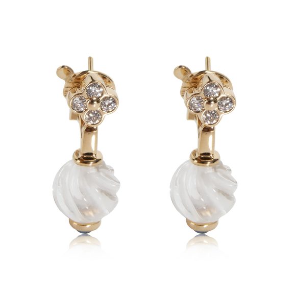 Boucheron Carved Rock Crystal & Diamond Earrings in 18K Yellow Gold 3/8 Ctw - Picture 1 of 3